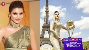 Urvashi Rautela dazzles in gold as she unveils the ICC World Cup 2023 trophy in Paris for the first time as an Indian actor