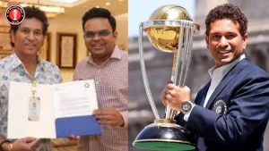 Sachin Tendulkar receives a Golden Ticket for the ODI World Cup 2023 from BCCI Secretary Jay Shah