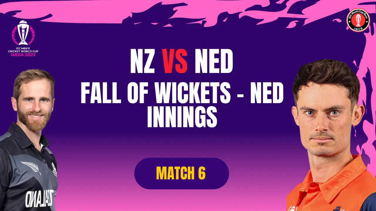 NZ vs NED, ICC Men’s CWC23, Hyderabad | Match 06 | Fall of Wickets | NED Innings