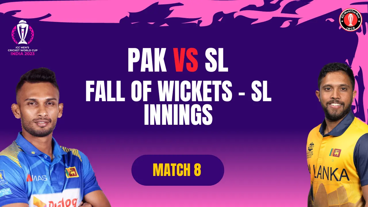 PAK vs SL, ICC Men’s CWC23, Dharamsala | Match 08 | Fall of Wickets | SL Innings