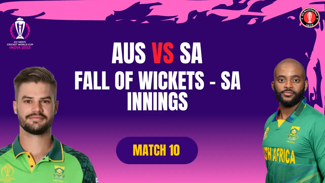 SA vs AUS ICC Men’s CWC23 Match 10 Lucknow Fall of Wickets SA Innings