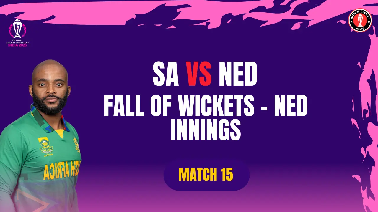 SA vs NED ICC Men’s CWC23 Dharamsala Match 15 Fall of Wickets SA Batting
