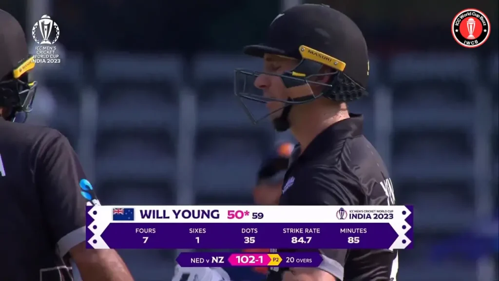 Young Scored His Maiden 50 of the ICC World Cup 2023 vs Netherlands