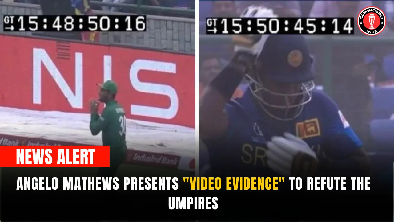 Angelo Mathews presents "video evidence" to refute the umpires