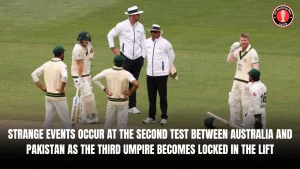Strange events occur at the second Test between Australia and Pakistan as the third umpire becomes locked in the lift